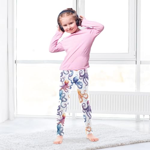 Boccsty Tentacles Colorful Octopus Girls Leggings Kids Yoga Pants Dance Active Tights 4T4