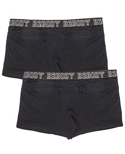 Pocket Stash Baumwoll-Boyshorts für Damen, 2er-Pack, Größen S-4XL, Übergröße - Schwarz - Small Cover