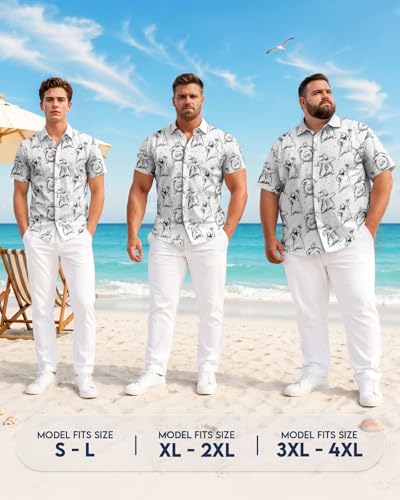 Image of 99TIMORO Fathers Film Button Down Shirt for Men, Funny Hawaiian Short Sleeve Top, Summer Beach Gifts