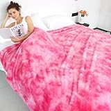 Pink Throw Blanket for Women, Soft Cozy Fleece Blanket for Couch Bed, Warm Fluffy Decorative Blanket, Birthday Valentine’s Day Galentine’s Mother’s Day for Mom Wife Girlfriend Sister