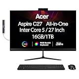 acer Aspire 27 All-in-One Desktop, 27" IPS FHD Display, AMD Ryzen 7 5825U (Ryzen 7 5000 Series), 16GB DDR4, 1TB SSD, Wi-Fi 6E, Webcam, Bluetooth 5.3, Windows 11 Home, with DKZ USB Port Expander