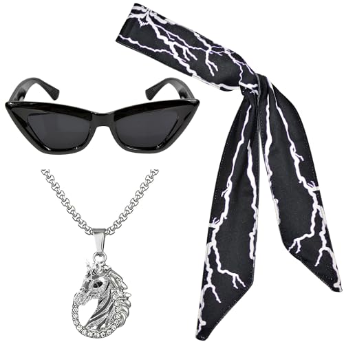 Itscolofy Lightning Costume Headband Bandana Horse Necklace Sunglasses for Adult Men Movie Halloween Cosplay