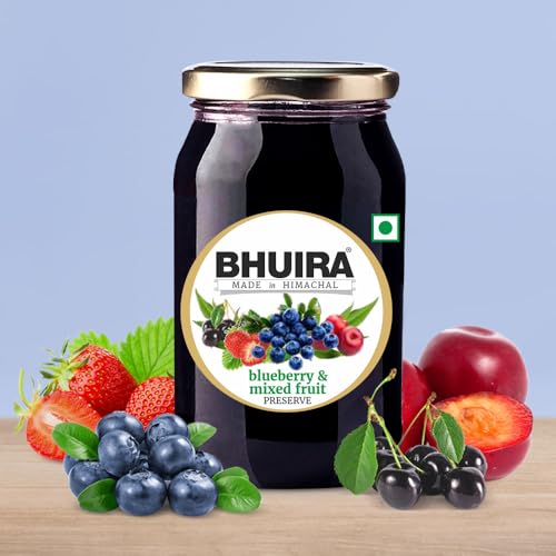 Image of Bhuira Blueberry and Mixed Fruit Preserve - 240g | All Natural Jam - No Added Preservatives, Artificial Colours | Handmade Himachal Vegan Spread | Breakfast Toast Dessert | Guilt-Free