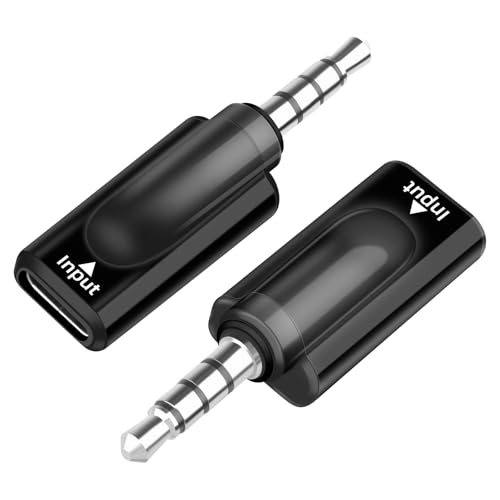 GELRHONR USB-C to 3.5mm Audio Adapter, 2-Pack Type-C Female to TRRS Headphone Jack Converter, 16-Bit/48kHz High Fidelity for PC, Laptop, Mac, Smartphone (3.5mm Male)