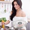 Universal Lid for Pots, Pans and Skillets, Fits 6.5, 7 and 8 Inch Cookware, Replacement Frying Pan Cover with Tempered Glass Top, Stainless Steel Cast Iron Skillet Lids - Heat Resistant Handle #5