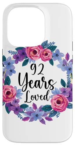 Floral 92 Year Old 92th Birthday Women Funny 92 Years Loved �X�}�z�P�[�X iPhone 14 Pro �p