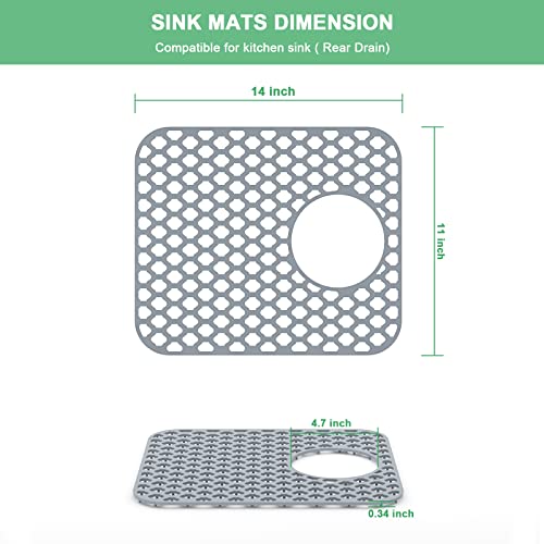 Silicone Sink Protectors For Kitchen - Sarlai 13 5/8 X 11 5/8 Inch Rear Drain Sink Mat Grid For Bottom Of Farmhouse Stainless Steel Sink (Grey) #TOP5