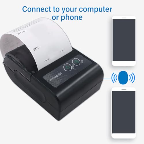 Image of Receipt Printer, Portable Pocket Thermal Receipt Printer, 58mm POS Printer for Small Business, USB Mobile Bill Ticket Printer for Android, PC,