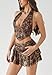longlugoo Women's 2 Piece Outfits Backless Leopard Print Y2k Tank Top And Fashionable Low Waist Skirt Set