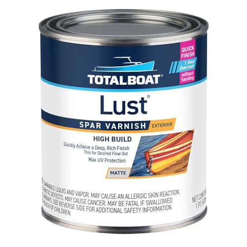 Image of TotalBoat Lust Marine Varnish, High Gloss and Matte Finish for Wood, Boats, Outdoor Furniture (Matte, Pint)