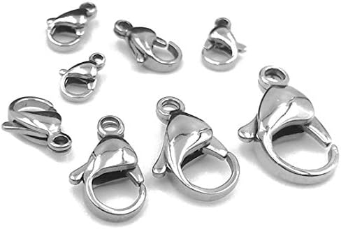 iloveDIYbeads 60pcs Grade A 304 Stainless Steel Lobster Clasps Claw Clasps for Bracelet Necklace Jewelry Making Findings (Mixed 60pcs-M055)