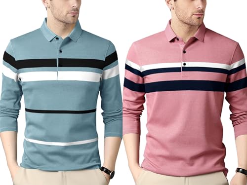 Image of Noble Monk Men's Polycotton Regular Fit Full Sleeves Polo T-Shirt