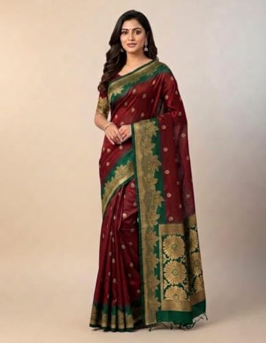Image of Yashika Women's Banarasi Silk Traditional Motifs Jacquard Woven Saree | Blue Color Saree | Women Sari | Saree