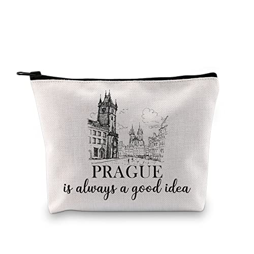 GJTIM Prague Travel Gift Prague Holiday Vacation Trip Surprise Gift Czechia Trip Gift Prague Souvenir Gift Travel Makeup Bag For Czech Republic Lovers (Good Idea Prague Bag)