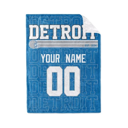 Image of ANTKING Detroit Throw Blanket for Men Women Boy Custom Name and Number Gifts
