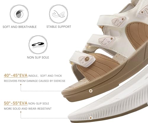 Image of ONCAI Women's Walking Sandals with Arch Support Hiking Athletic Sandals Woman Outdoor Cushion Footbed Water Summer Thick Rubber Soles Sandalias Mujer Size 6-12