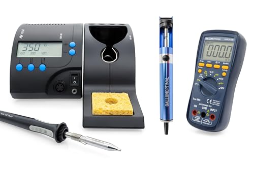 Elektronik-Servicekit: ERSA RDS 80 Lötstation (80 W, 3 Presets, Standby/Auto-Off) + True-RMS Digitalmultimeter CAT III 600 V/CAT II 1000 V + ESD-Entlötpumpe aus Metall –für Reparatur & Werkstatt
