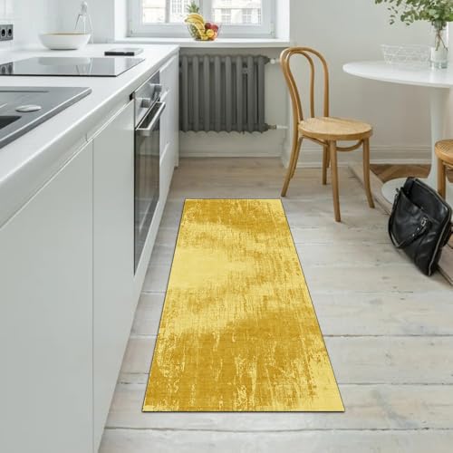 Alfombra antideslizante amarilla de pasillo: la solución lavable y abstracta contra resbalones 5