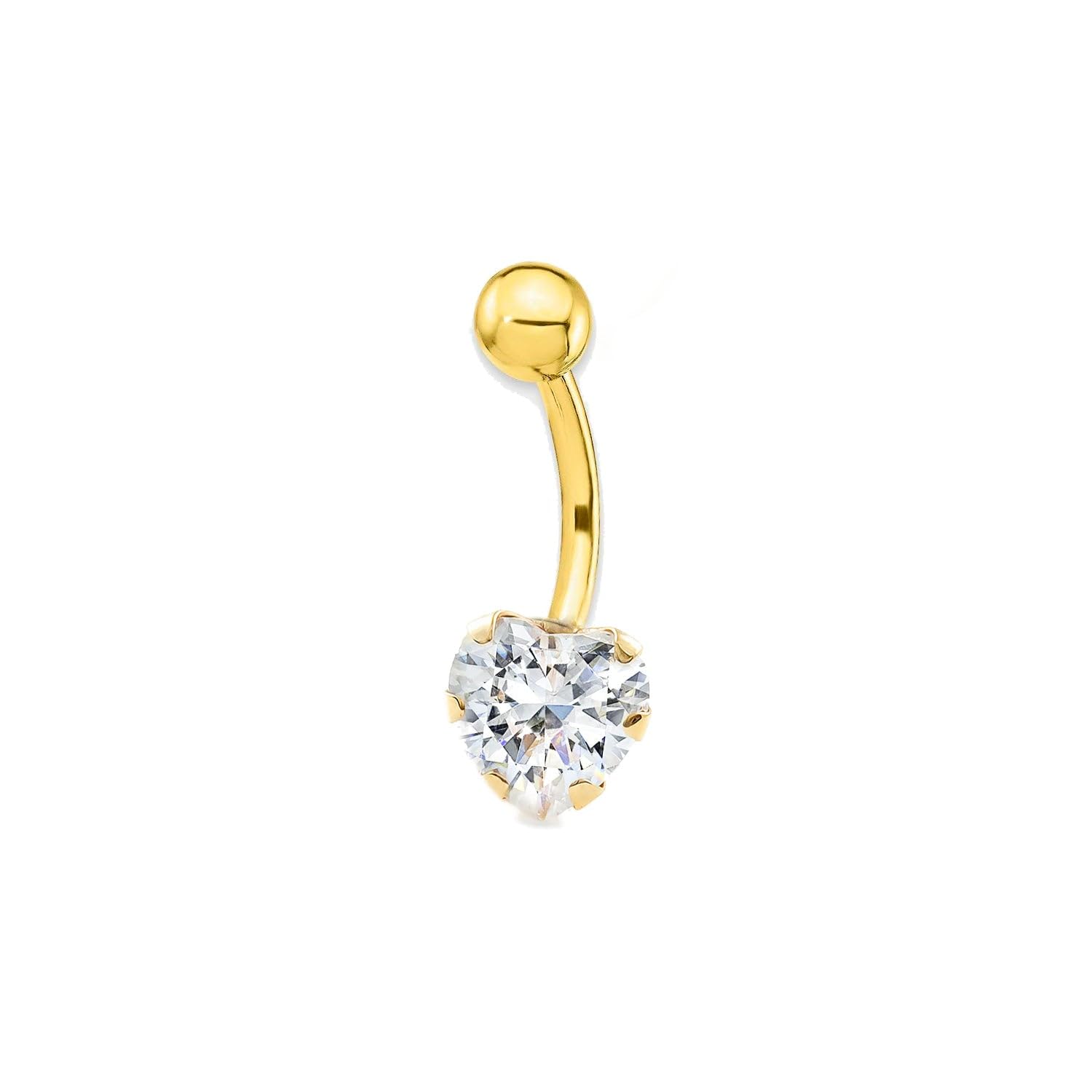 Monde Petit Piercing per ombelico cuore zirconi - oro giallo 9k (375) - Scatola Regalo - Certificato di garanzia