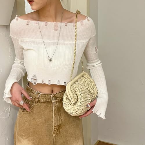 Image of Afashor Straw Clutch Purse for Women Summer Beach Woven Evening Bag Dumpling Casual Shoulder Handbag