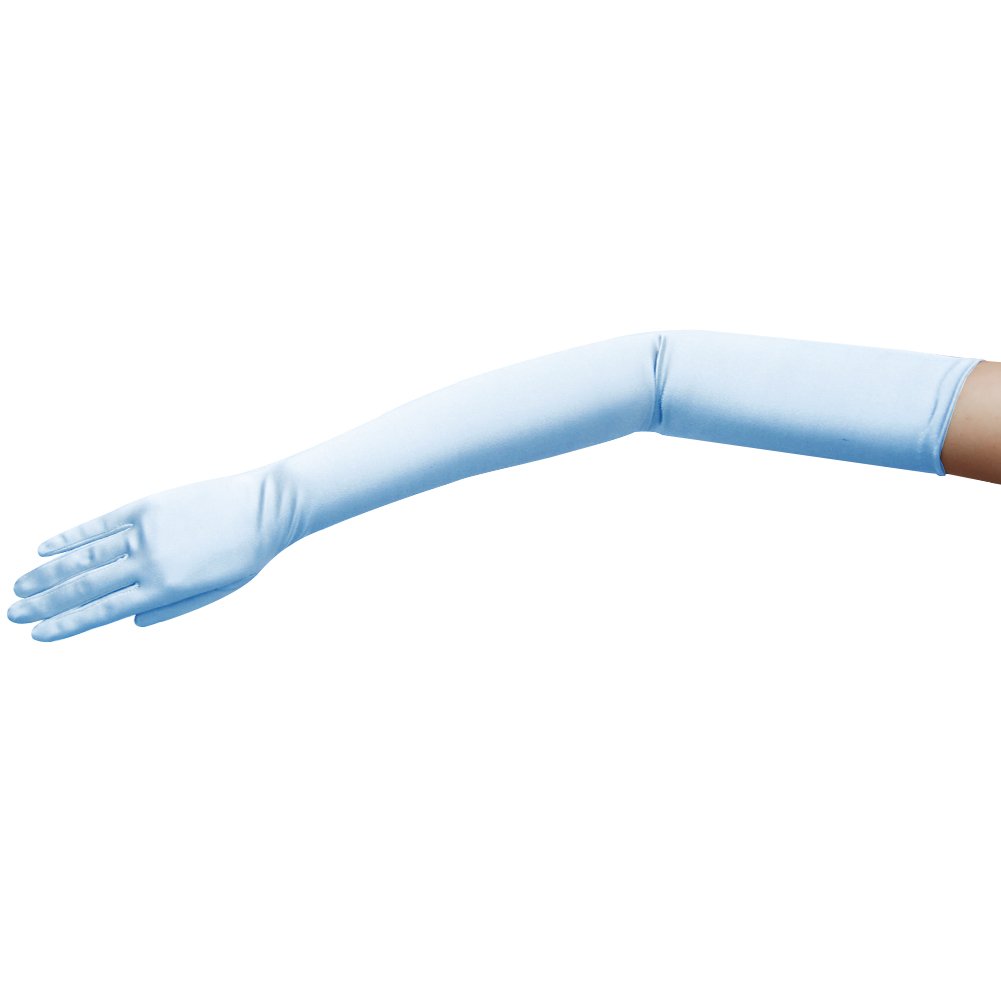 23.5" Long Shiny Stretch Satin Dress Gloves Opera Length 16BL