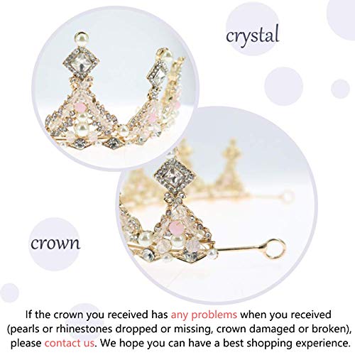 TOCESS Gold Tiara Queen Princess Crown for Women and Girls Pearl Tiara Wedding Crown for Bridal Wedding Prom Costume Festival Party - Thumbnail 4