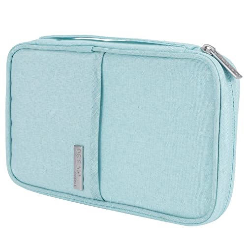 Porta pasaporte, pasaporte impermeable y bolsa para tarjetas de vacunas Estuche para tarjetas de cuero con bloqueo de viaje con múltiples compartimentos para guardar teléfonos móviles(S-Azul) Cover