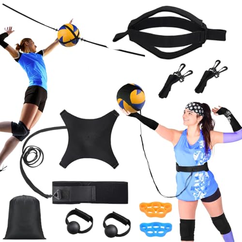 ENERACES Solo Volleyball Trainer: All-in-One Volleyball Training Equipment with Rebounder for Serving, Spiking & Setting Practice Serve Trainer & Practice Gift for Beginners to Pros