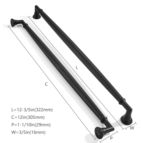 ZAUYX 5 Pack 12 Inch Hole Center Matte Black Cabinet pulls Solid Heavy Duty Cabinet Pull Cabinet Handles Kitchen Cabinet Hardware Vanity Handles Bathroom Cabinet pulls by ZAUYX - Used condition - Image 2