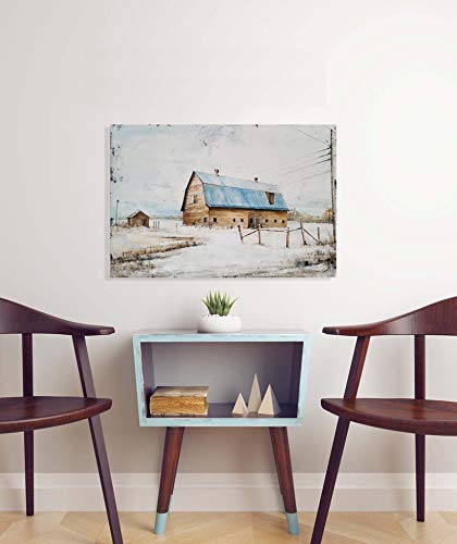 Yihui Arts Farmhouse Canvas Wall Art Hand Painted Light Blue And White Paintings Modern Abstract Rustic Pictures Artwork For Living Room Bedroom Bathroom Decor #TOP7