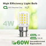 DiCUNO B22 Żarówka LED 4W, żarówka LED typu corn B22, światło dzienne białe 5000K, odpowiednik żarówki żarowej 60W, 740LM, niedimmowalna lampa ceramiczna do oświetlenia domowego, 230V, 4 szt.
