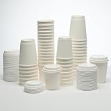 London Coffee Cups Double-wall Disposable Coffee Cups with Lids. 8-12oz, White, for hot Coffee and Other Drinks, take Away Coffee Cups (100, 12oz)