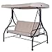 TANGKULA Converting Outdoor Swing Canopy Hammock 3 Seats Patio Deck Furniture (Beige)