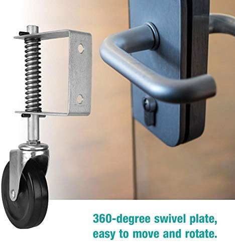 4" Rubber Gate Wheel Spring Loaded Swivel Caster Heavy Duty 220lbs Load Capacity