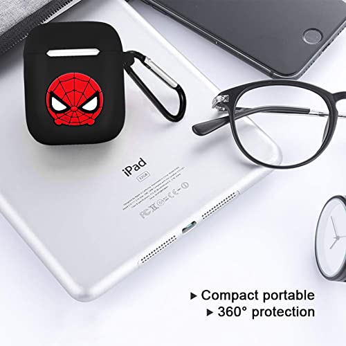 Surmoler For Airpods 1&2 Case Earphone Accessories Protective Silicone Case Cover With Free Keychain For Airpods 1&2 Charging Case（Red And Black） #TOP3