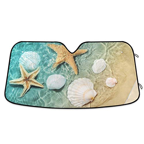 Starfish Seashell Summer Beach Car Windshield Sunshade Foldable Reflective Sun Shade Blocks Uv Rays #TOP12
