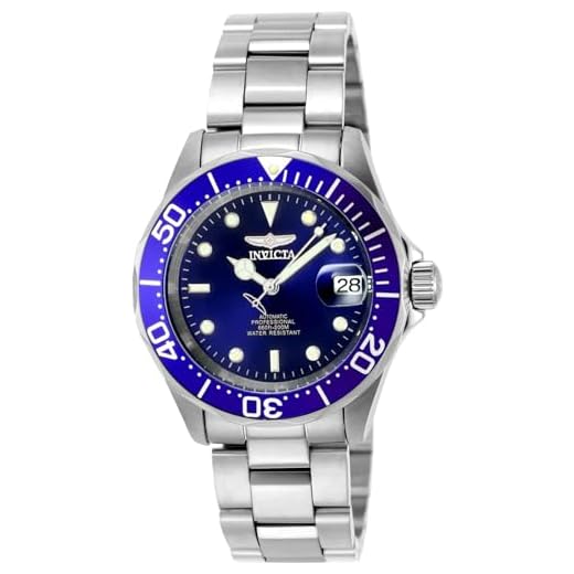 Invicta Pro Diver Reloj automático para hombre de acero inoxidable, Plata / Azul, 40 mm