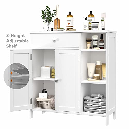 Irontar Freestanding Bathroom Cabinet With Doors, Bathroom Floor Cabinet With Drawer & Adjustable Shelf, Kitchen Cupboard, Storage Cabinet For Bathroom, Living Room, Bedroom, Entryway, White Cwg001W #TOP6