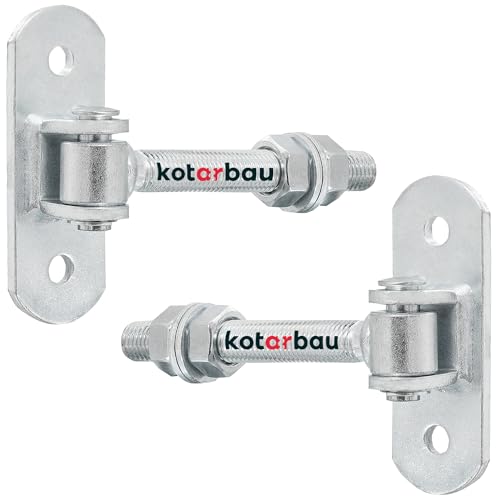 KOTARBAU® 2 piezas Bisagras Para Puertas - Acero - 130 mm M16 - Plata - Bisagra Ajustable Para Puerta De Jardín - Con Placa De Montaje - Para Cancelas Y Portones - Bisagras Regulables