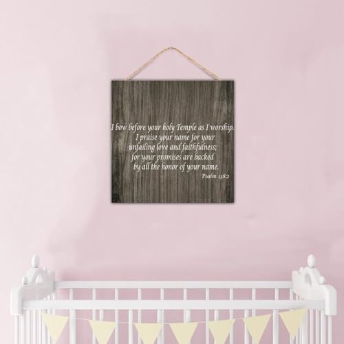 Placa de madera rústica con versículo bíblico para decoración de pared en salones de campo 7