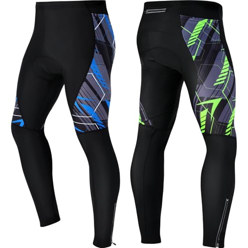 Geyoga 2 pares de calças masculinas acolchoadas 4D para bicicleta de estrada leggings longas para ci