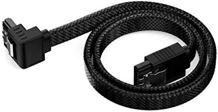 deleyCON 3x 50cm (1.64 ft.) SATA 3 Nylon Cable Set Data Cable 6 Gbit/s Connector Connection Cable Main Board HDD SSD Hard Drive 1 S-ATA Connector 90° Angled Black