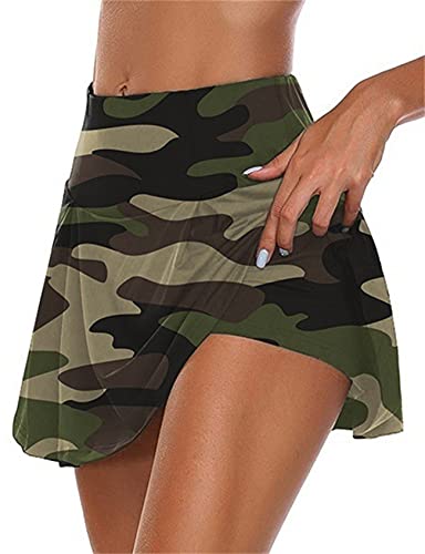 LIPIODOL Faldas Mujer De Camuflaje Activo Athletic Pleated Tennis Golf Skirt with Shorts Workout Running Skort Summer