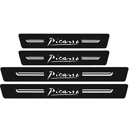 4 PièCes Protecteur de Seuil Porte de Voiture en Fibre Carbone pour Citr-oen DS3 DS4 DS5 DS6 DS7 C1 C2 C3 C4 C5, Autocollants de Protection de Plaques PéDale...