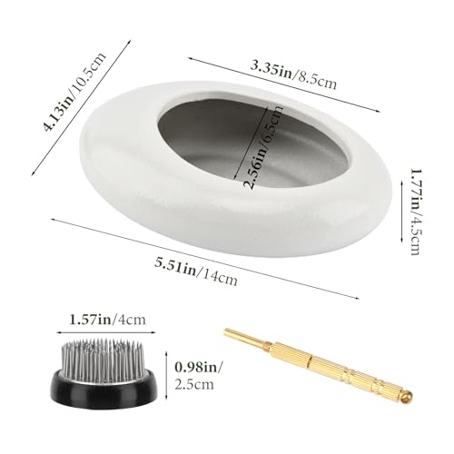 Flower Frog Vase Kit, Ikebana Kit with Alignment Tool, Ceramic Water Drop Ikebana Bowl with Non-Slip Base, Japanese Flower Arrangement Vase Set for Living Room Decor & Art Supplies(White) by LYNCHAOXAN - Used condition - Image 2