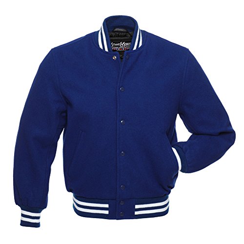 All Wool Royal Blue and White Varsity Letterman Jacket,CW102-L