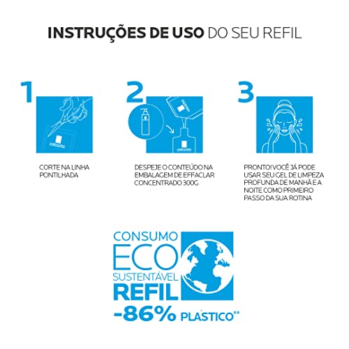 La Roche-posay Effaclar Gel Concentrado Refil 240g. Gel de Limpeza Facial. Limpa a Pele Profundament