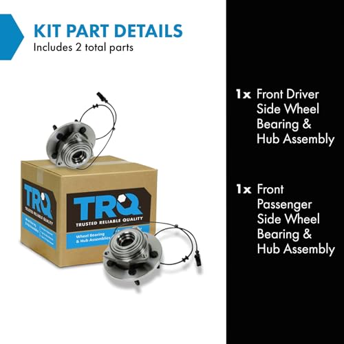 Image of TRQ 2 Piece Front Wheel Bearing & Hub Assembly Set Compatible with 2004-2005 Dodge Durango