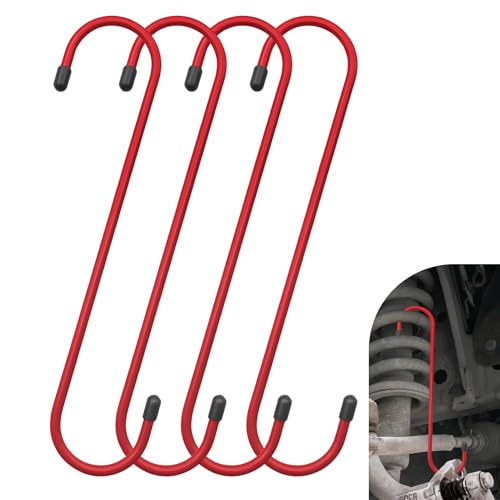 Lxsloet 4PCS Brake Caliper Hangers, Rust-Proof Automotive Tools, Auto Brake Caliper Hangers with Rubber Tips, Durable & Rust-Proof Tools for Braking, Axle, Bearing, Suspension Work (Red, 4PCS)