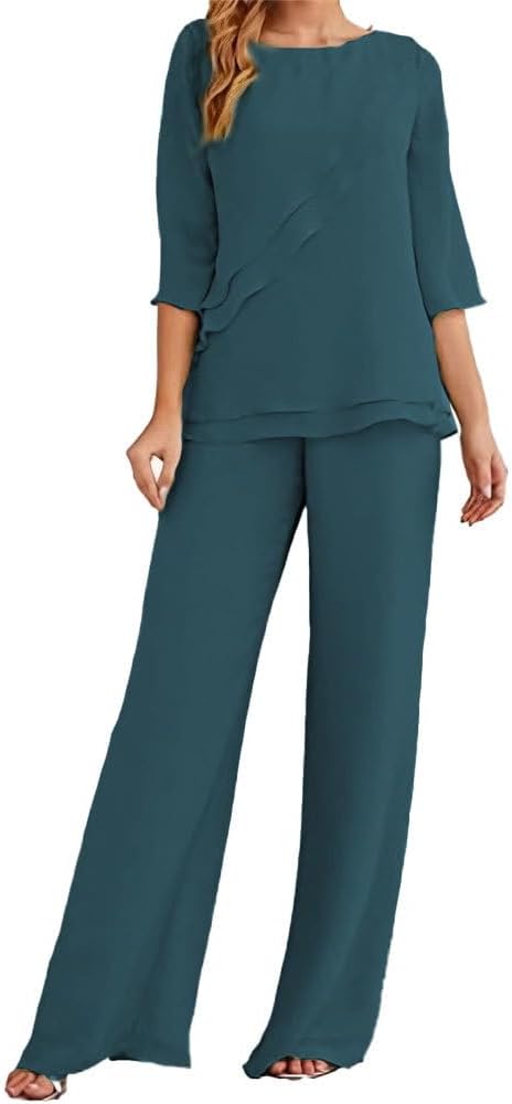 Women's Wedding Pant Suits Elegant Mother of The Bride Pant Suit Chiffon Pants Suits for Women